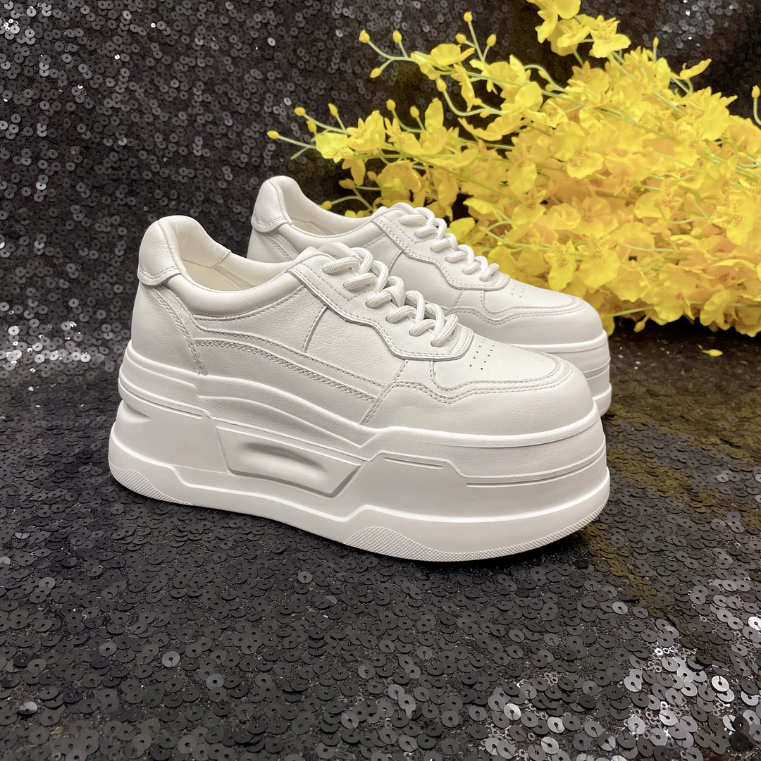 小个子经典简约款厚底增高小白鞋系带休闲鞋百搭单鞋女式夏季秋季