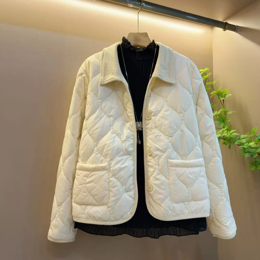 新款菱格短款显瘦时尚子修身轻薄棉外套（长62左右）