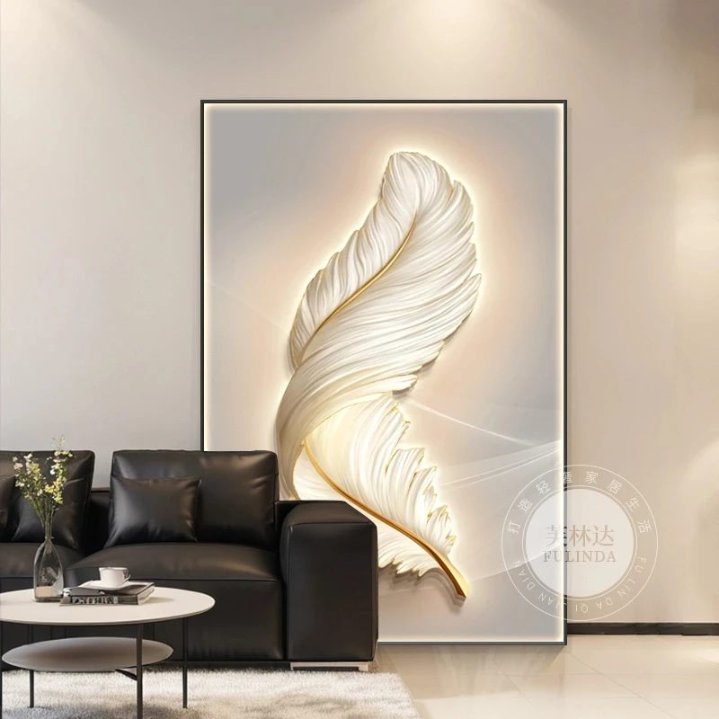芙林达现代轻奢羽毛挂画客厅装饰画高档玄关餐厅画沙发背景墙壁画