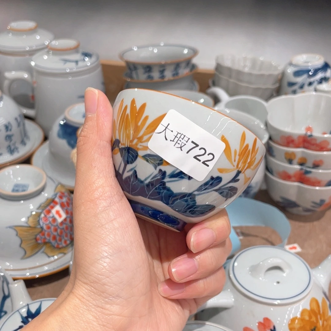 釉下手绘茶具微瑕