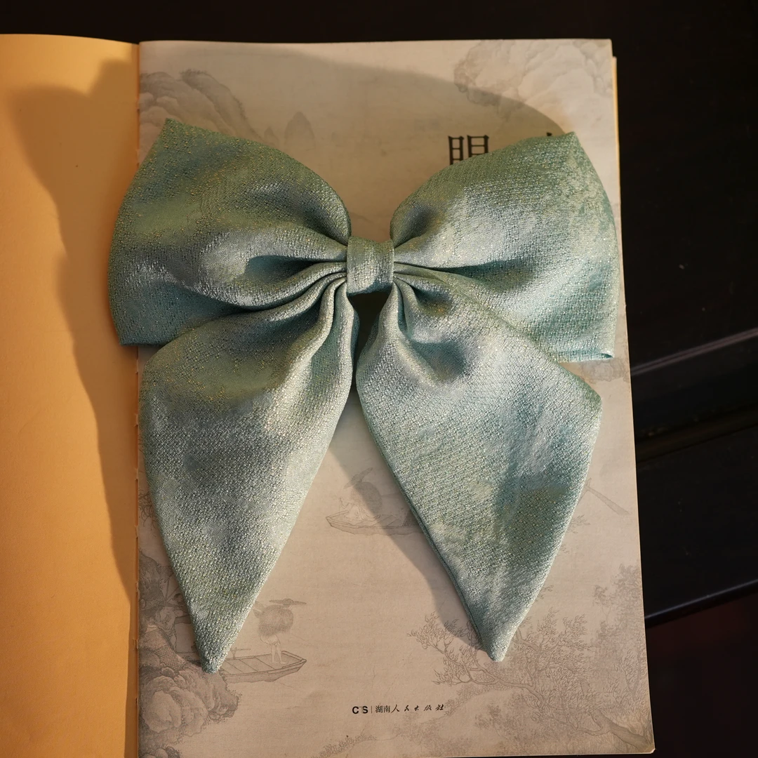 【大号织金罗湖水蓝弹簧夹】非遗面料主体8cm弹簧夹