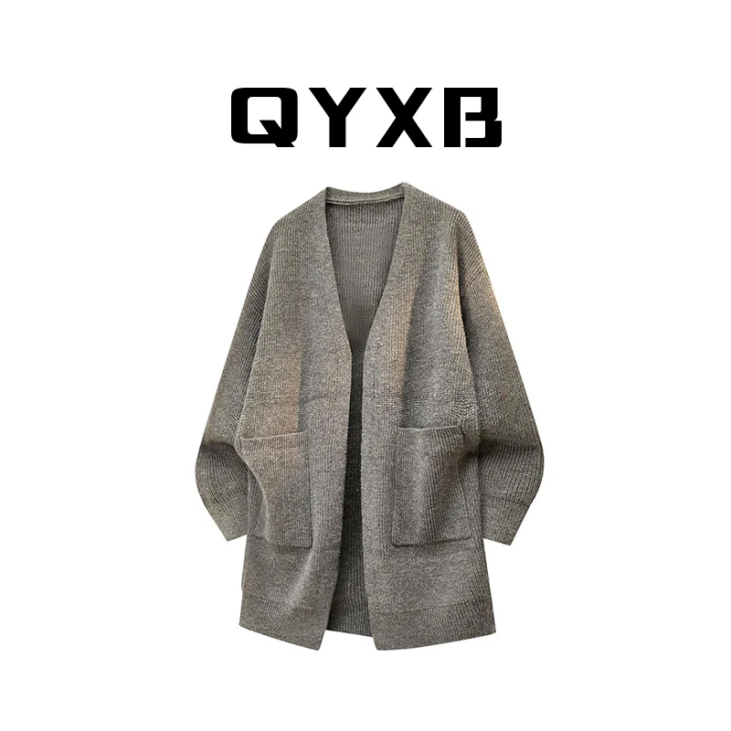 【品牌正品现货】QYXB秋季痞帅美式复古慵懒情侣开衫针织外套