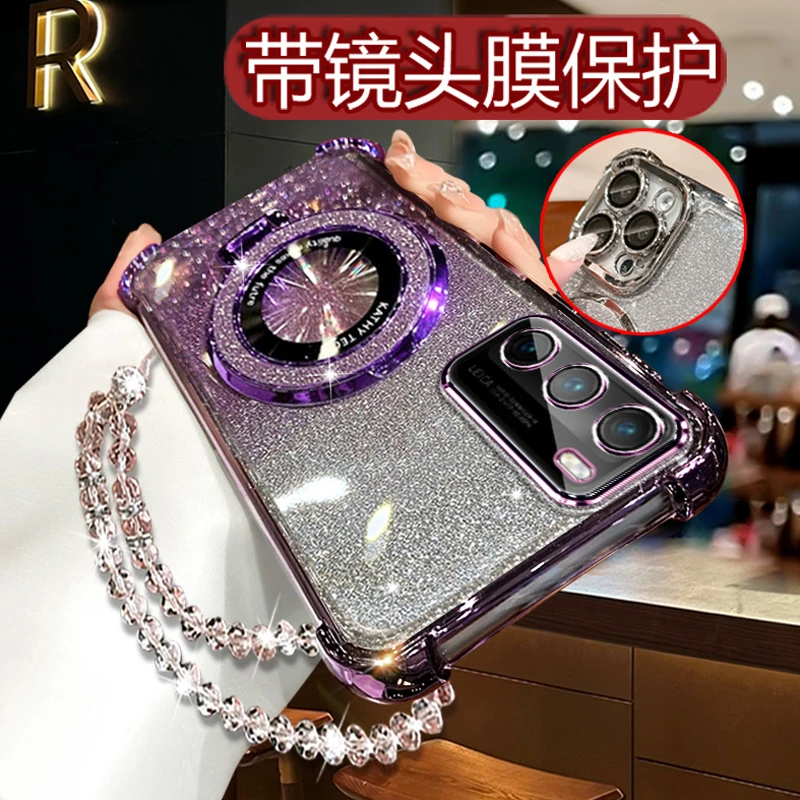 适用华为P40手机壳女网红时尚b40四角防摔P4O闪粉ANA软壳AL00硅胶