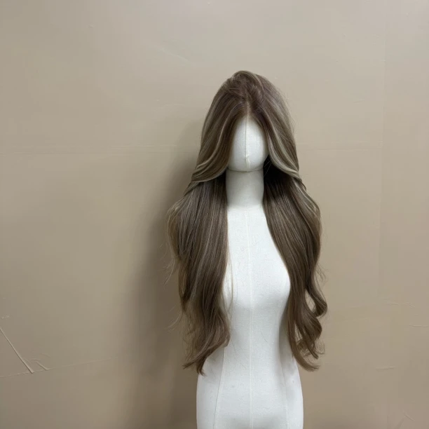 热迪专属亚裔挑染75厘米卷发进口丝渐变蕾丝假发