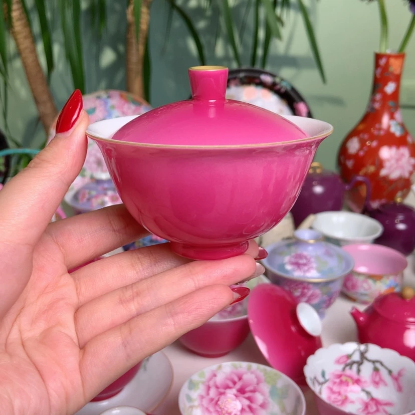 【闪购商品】胭脂红渐变金顶手工胎