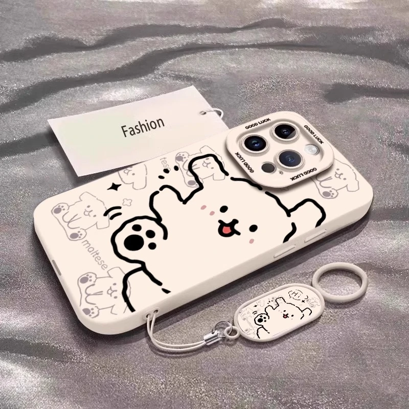 素描线条小狗进口硅胶适用苹果16promax手机壳iPhone15彩绘14新款