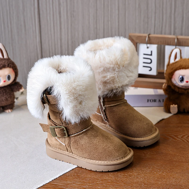 36I度儿童厚底雪地靴女款2026年新款冬季加绒加厚保暖长筒时尚高