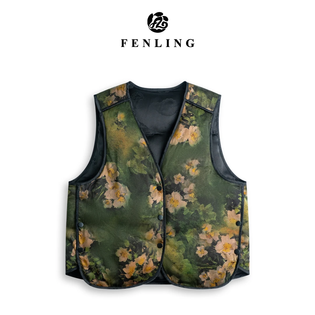 芬领-婉知-非遗桑蚕丝香云纱30姆米前喷老料鹅绒马甲BX1474-1476