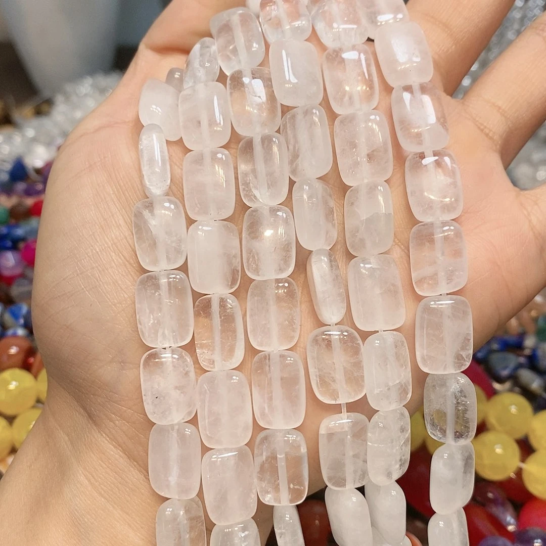 玛瑙/玉髓散珠天然白水晶无事牌一条