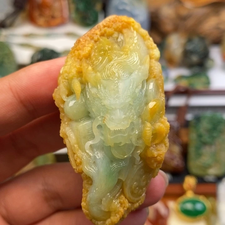 颈饰未镶嵌翡翠缅甸天然翡翠金龙吊坠
