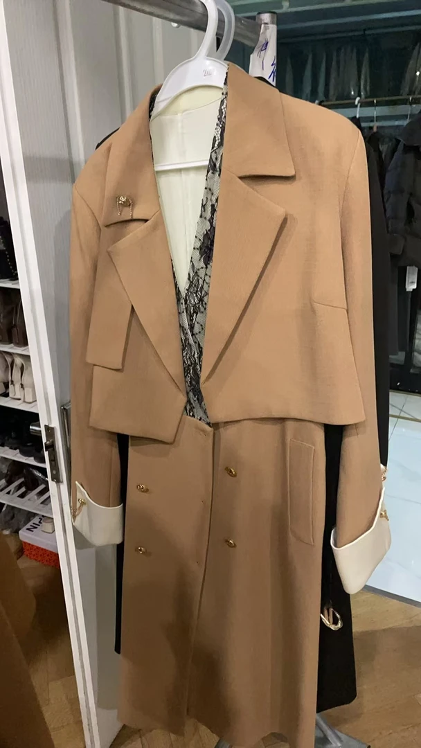 【茵姐推荐】新款气质轻奢设计感风衣连衣裙韩系两件套2452