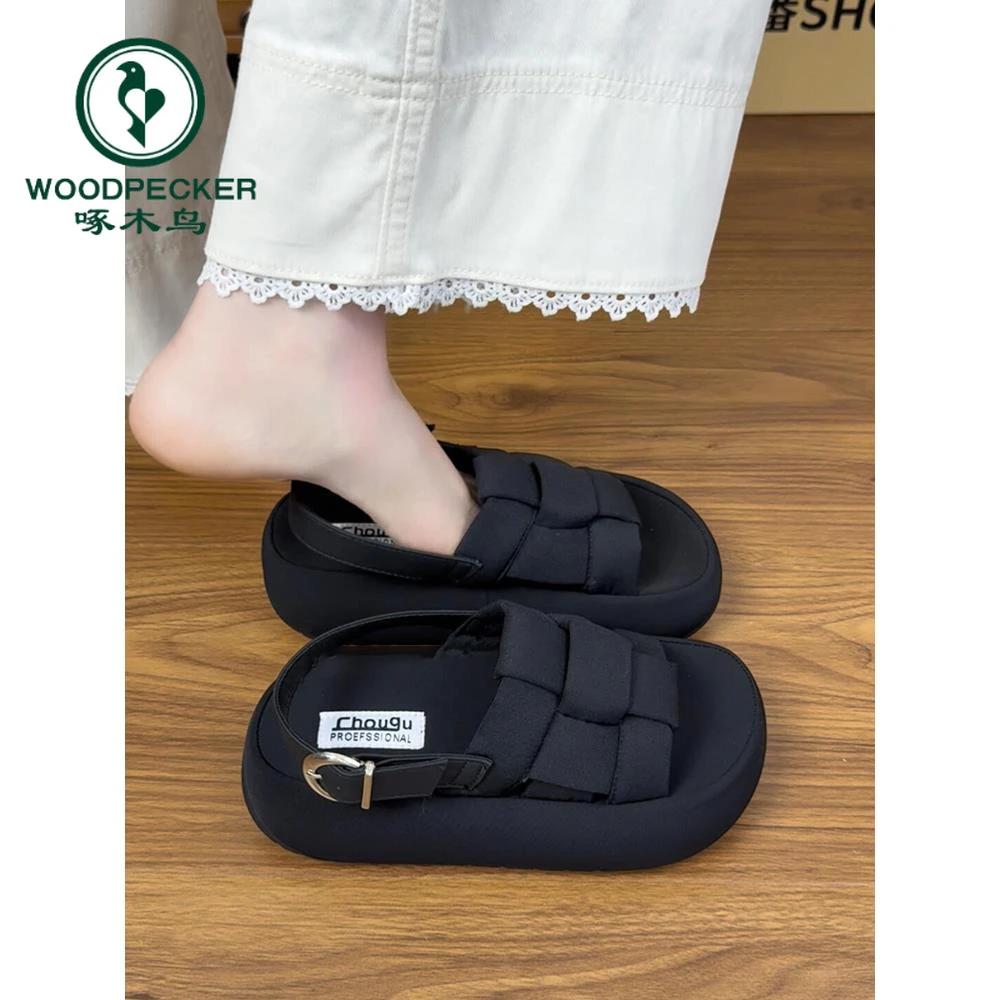 啄木鸟小众厚底凉鞋女款2025夏新款配裙子增高绝美外穿百搭凉拖鞋
