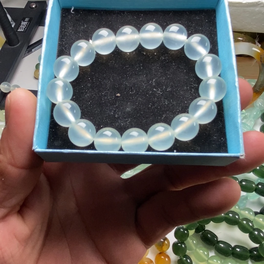 未镶嵌蛇纹石玉手链白冰卡12精品手串