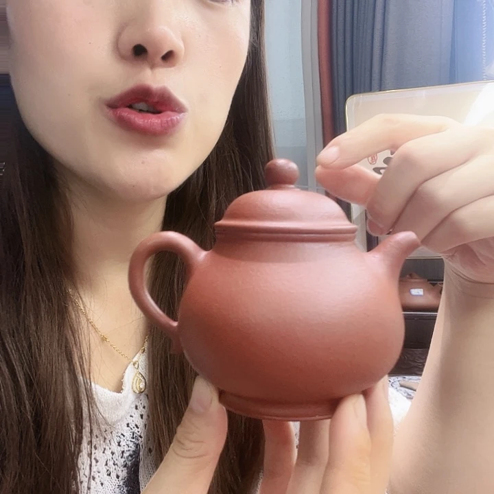 茶壶紫砂大红泥潘壶220cc