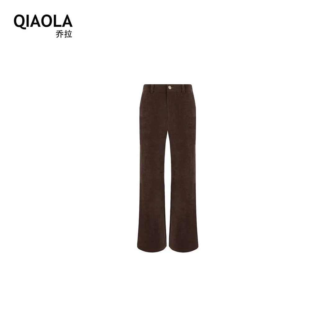 QIAOLA/乔拉【喇叭裤】秋冬灯芯绒松紧腰休闲减龄喇叭长裤