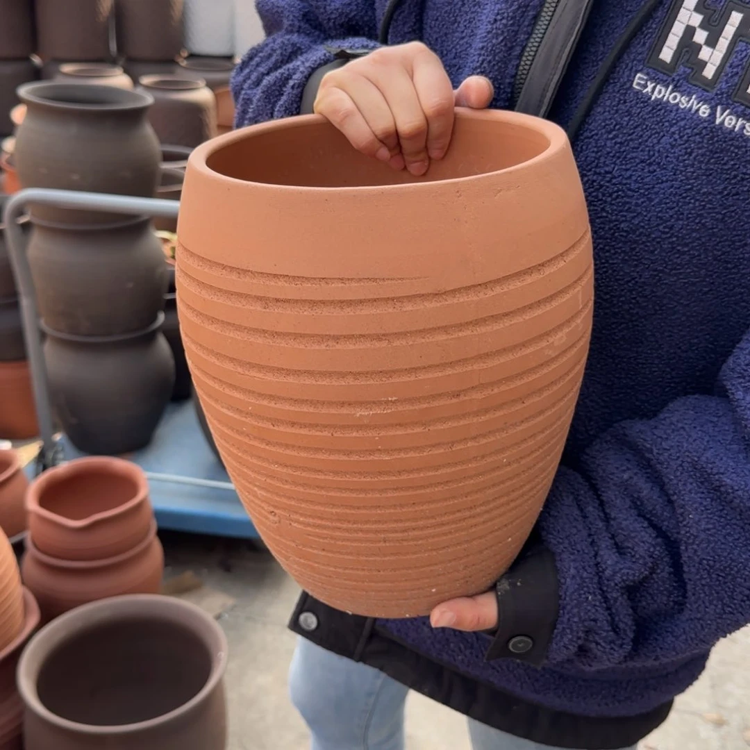 紫砂花盆口20高27宜兴土陶瑕疵