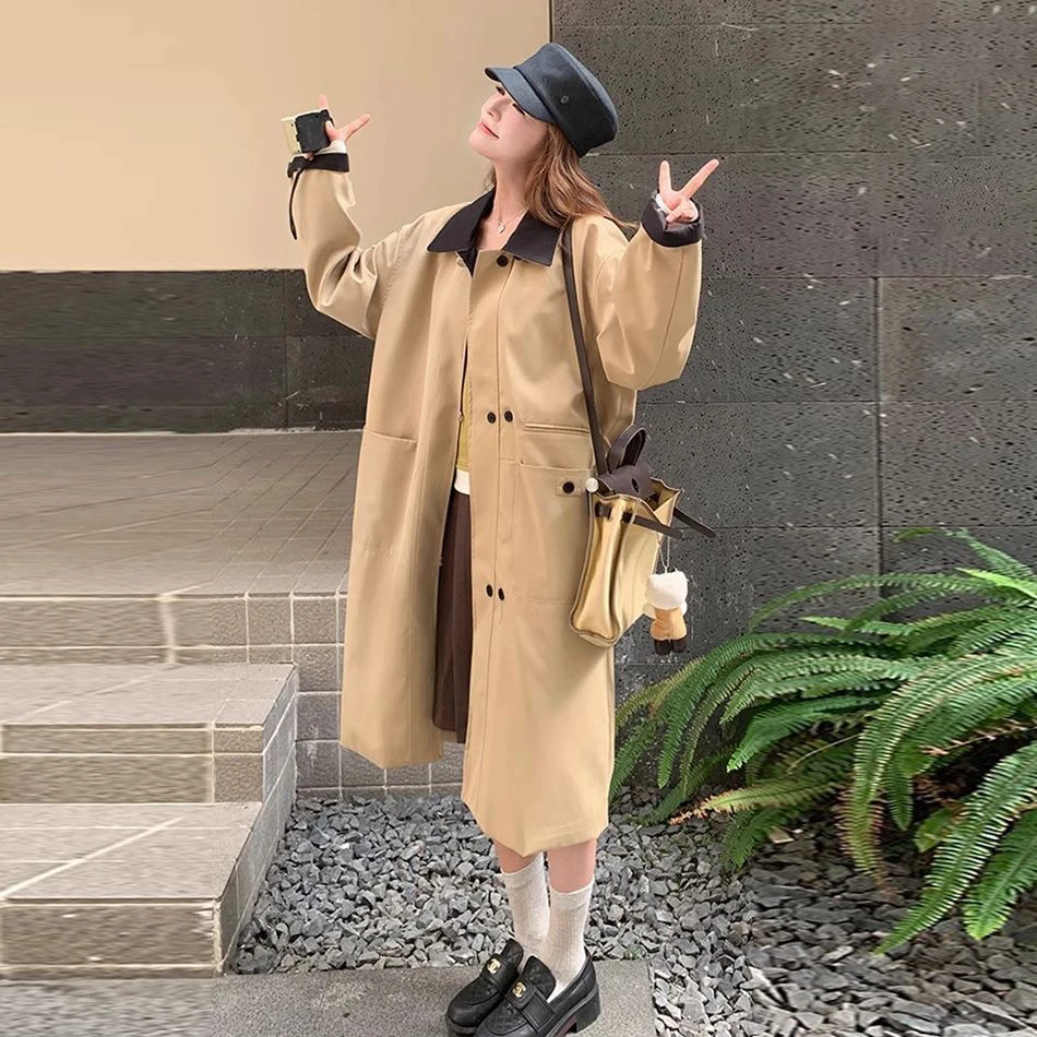 2025春秋中长款垂感英伦风衣女显瘦小个子设计感韩系西装外套潮