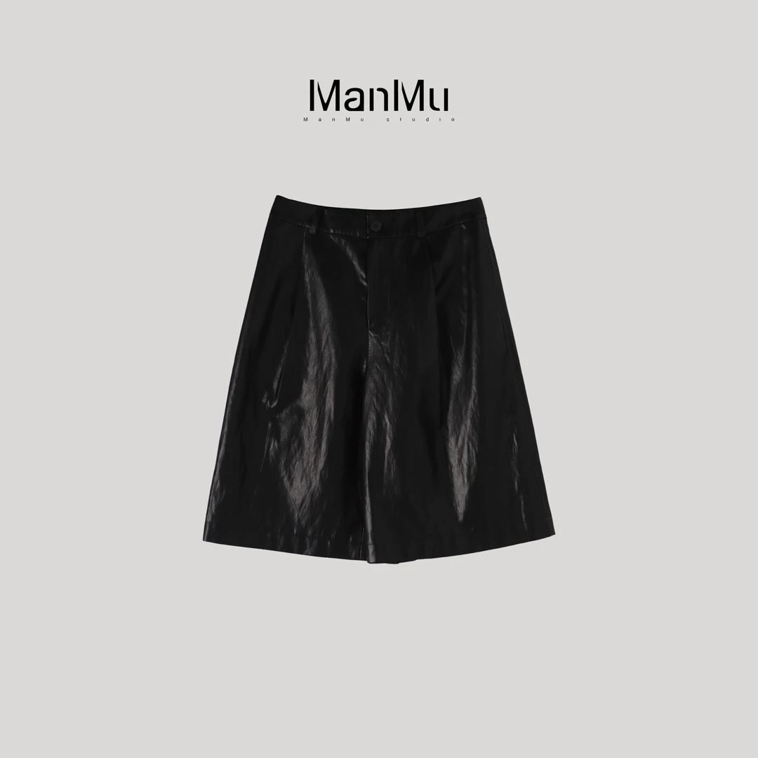 满目ManMu 【张琪专属】高级定制秋季时尚百搭黑色短裤350497