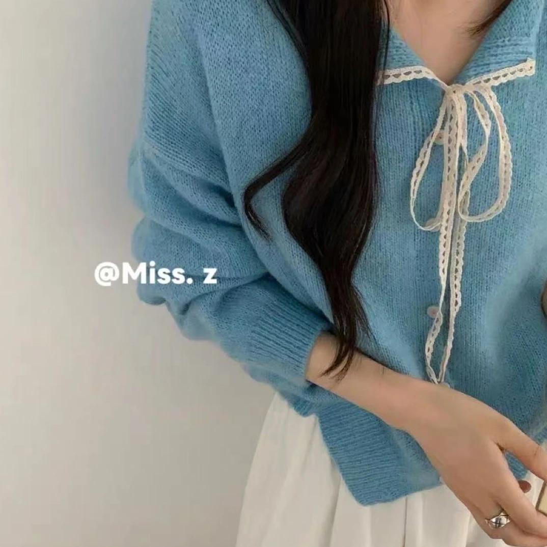 女半开领长袖不褪色针织毛针织衫连帽韩版上衣纯色