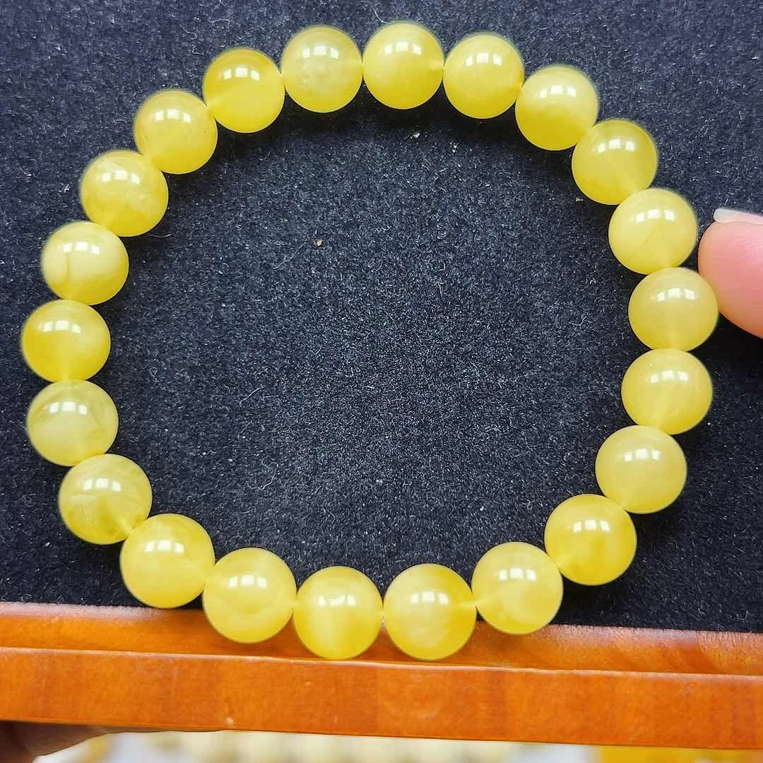 蜜蜡未镶嵌珠宝奇石蜜蜡单圈手串，9.8mm