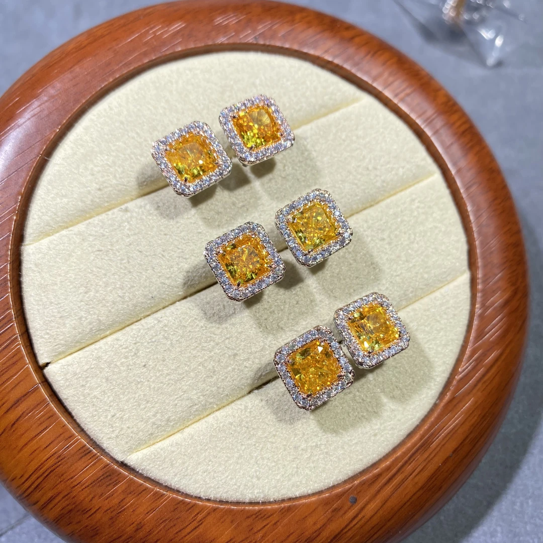 合金合成锆石耳饰 雪花切耳钉 多样性发其一【GS0005】