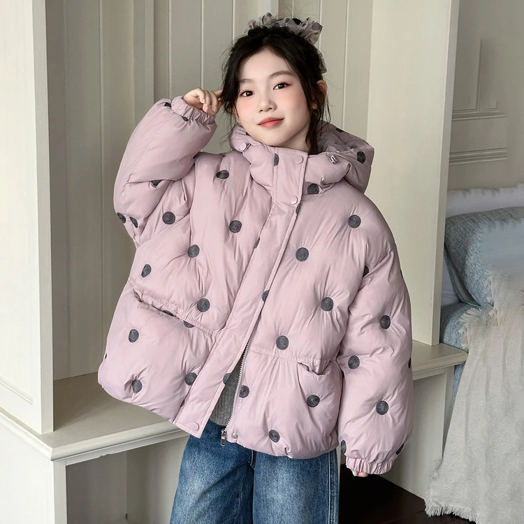 中大童棉衣女童棉服8-12岁爆款洋气儿童面包服小女孩冬装外套波点