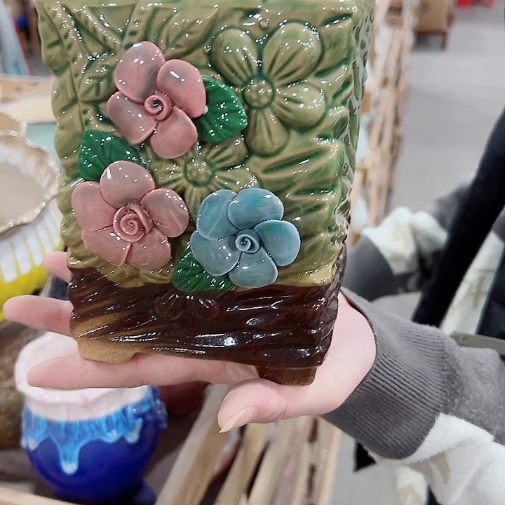 有孔.凑满10元发货多肉陶瓷花盆！