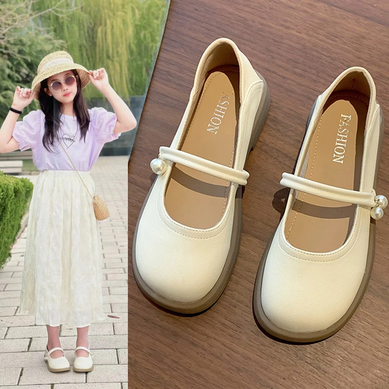 女童皮鞋玛丽珍平底单鞋2025春新款小白鞋中大童女韩系演出小皮鞋