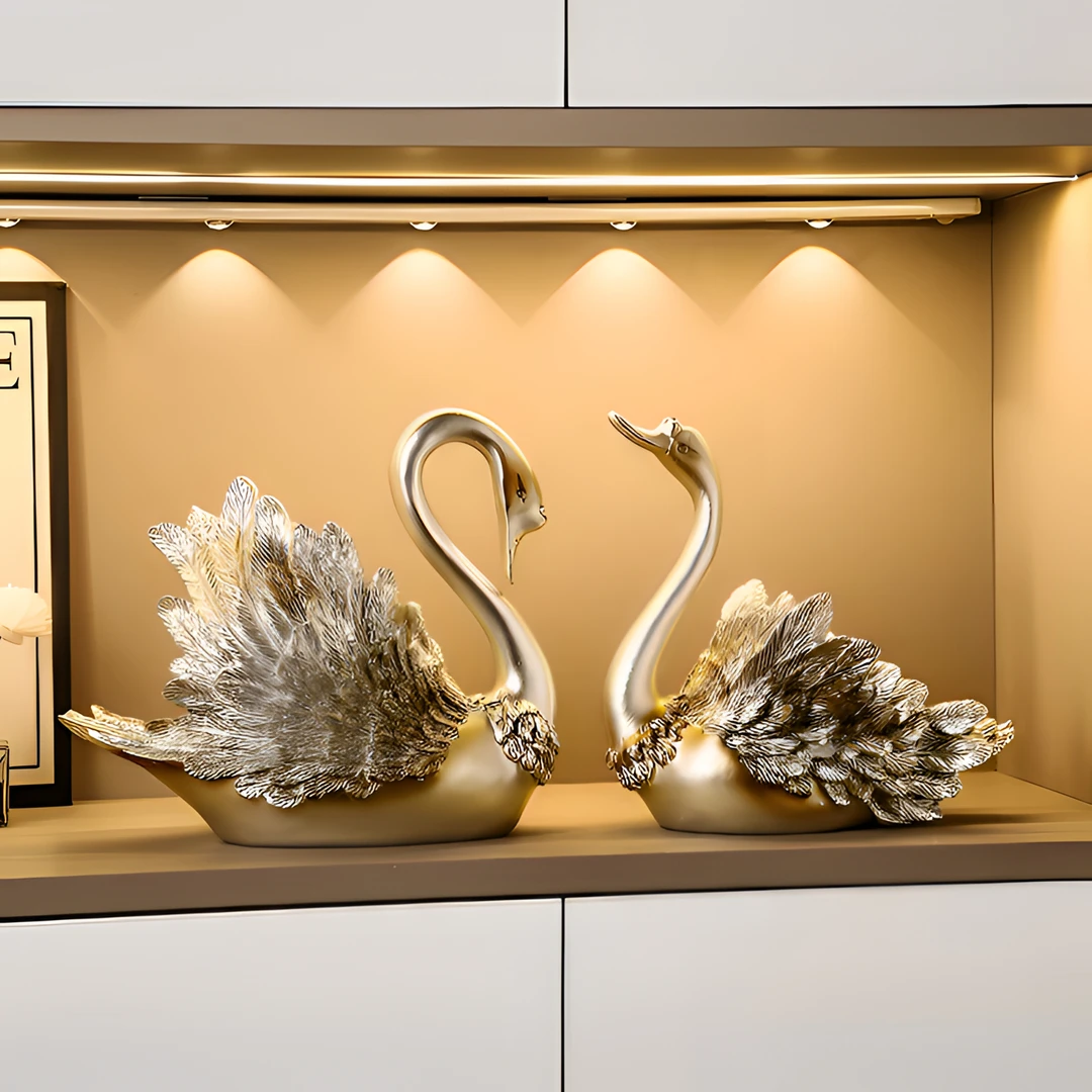 轻奢高级感天鹅酒架摆件酒柜电视柜家居客厅装饰品桌面餐边柜摆设