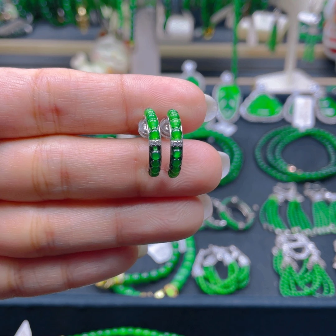 未镶嵌翡翠耳饰圆珠耳圈