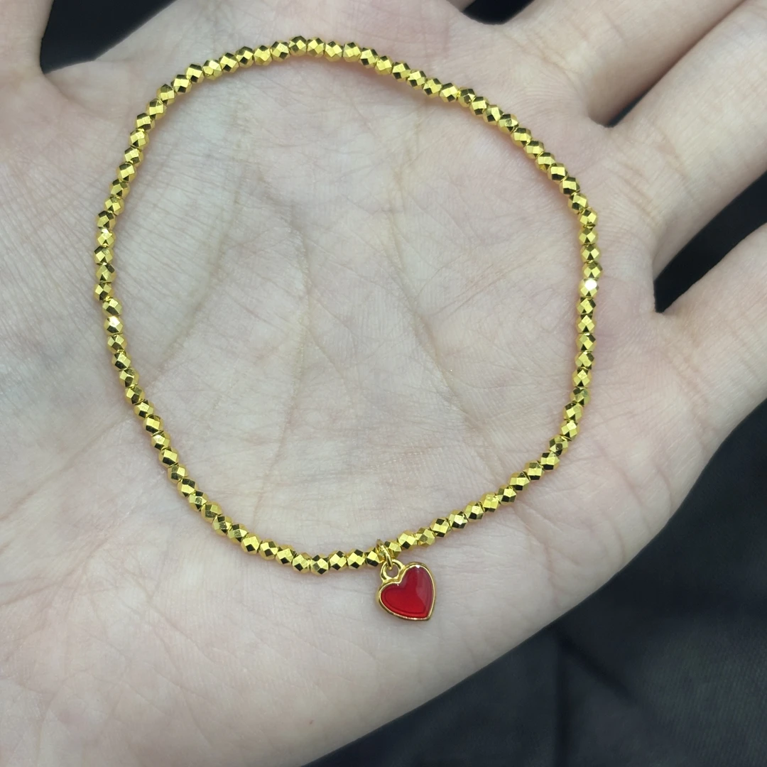 烧蓝爱心蹦迪珠手串足金999