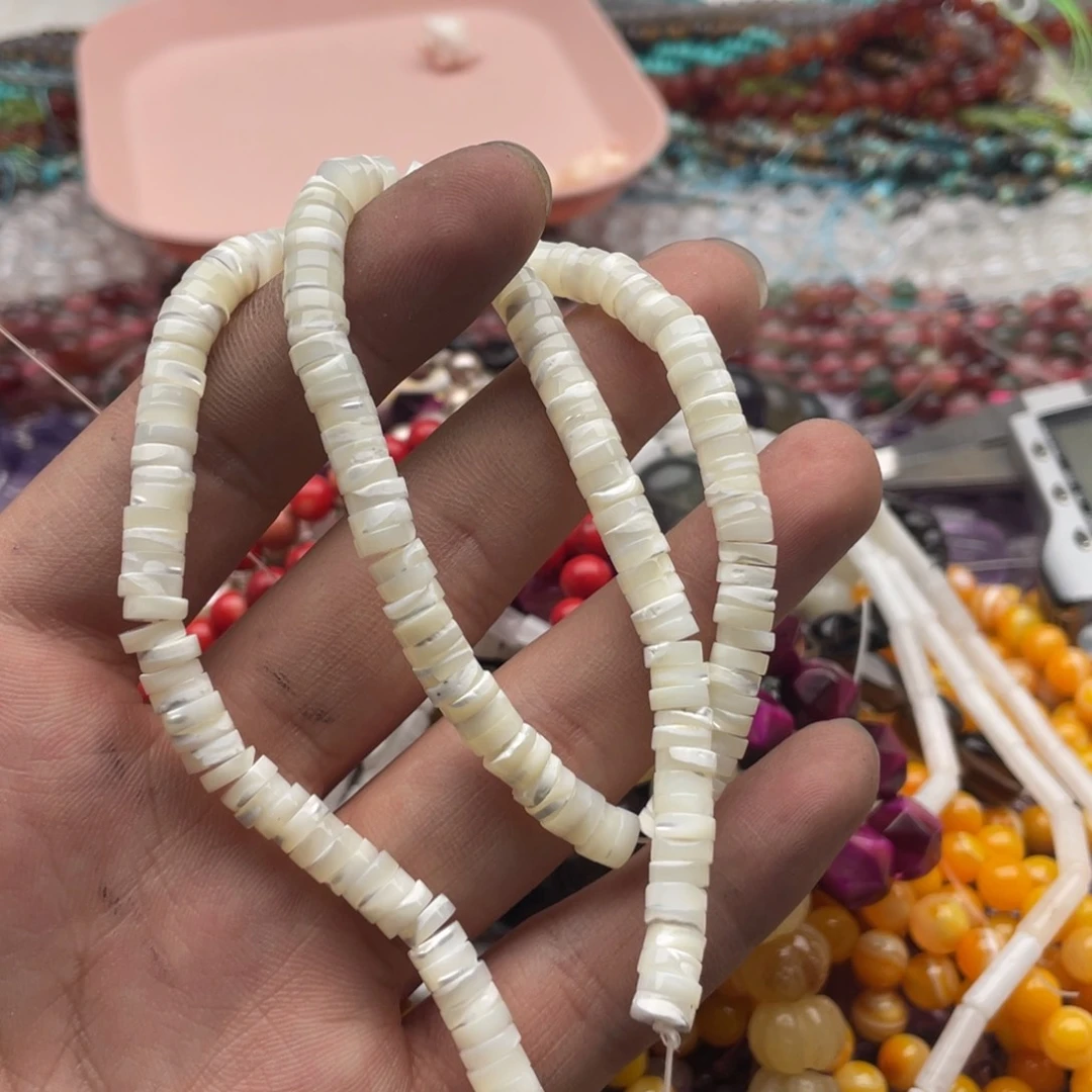 玛瑙/玉髓未镶嵌珠宝半成品一条装卡6mm白蝶贝隔片