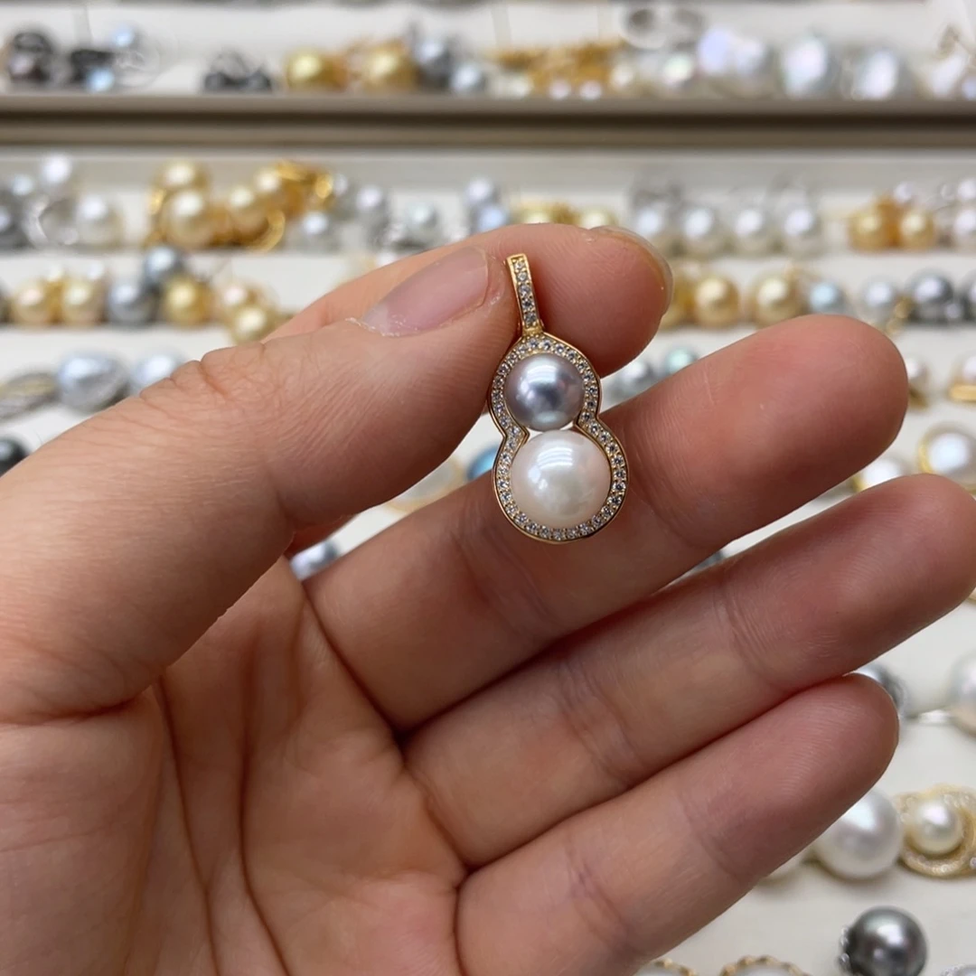 海水珍珠银S925镶嵌吊坠(不含链)