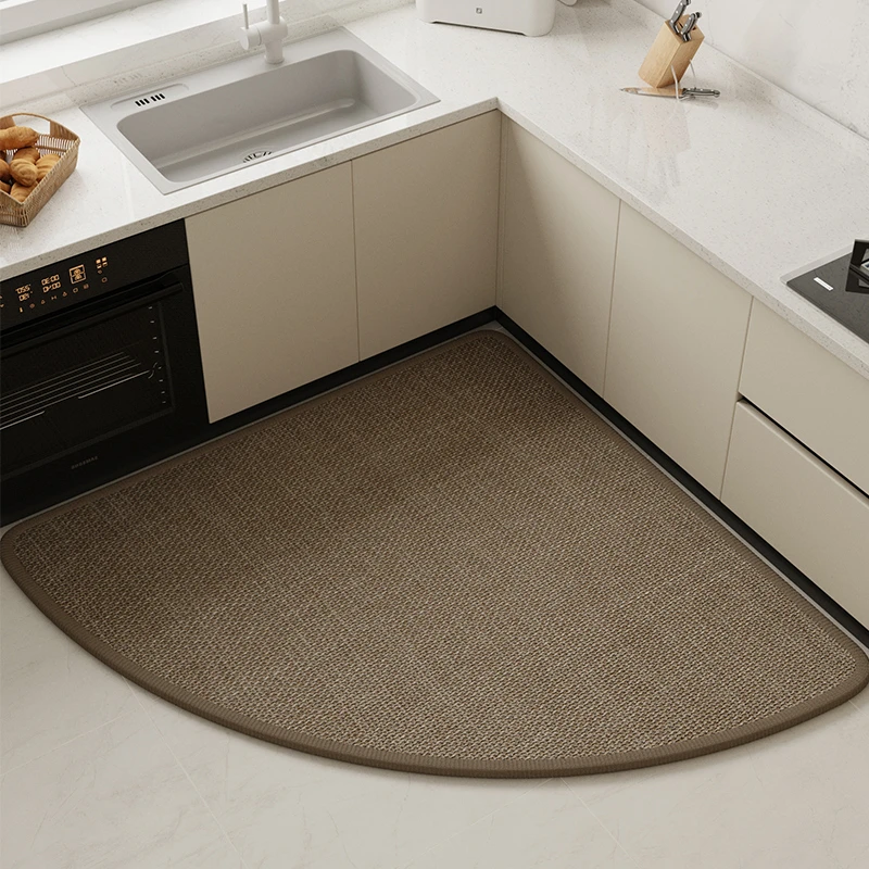 编织纹高级感厨房地垫扇形满铺吸水吸油防滑耐磨耐脏转角专用脚垫