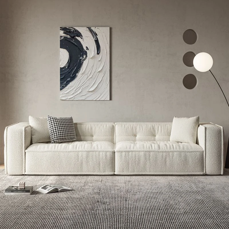 北欧奶油风吐司沙发客厅家用小户型网红羊羔绒豆腐块休闲直排落地