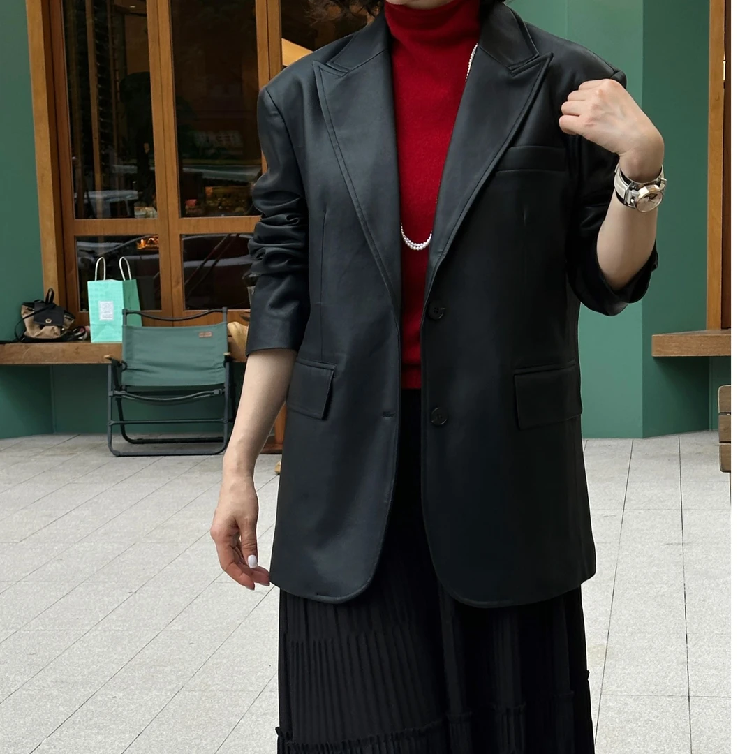 MaoM【】皮衣西装外套宽松小个子气质高级感上衣XZM1993