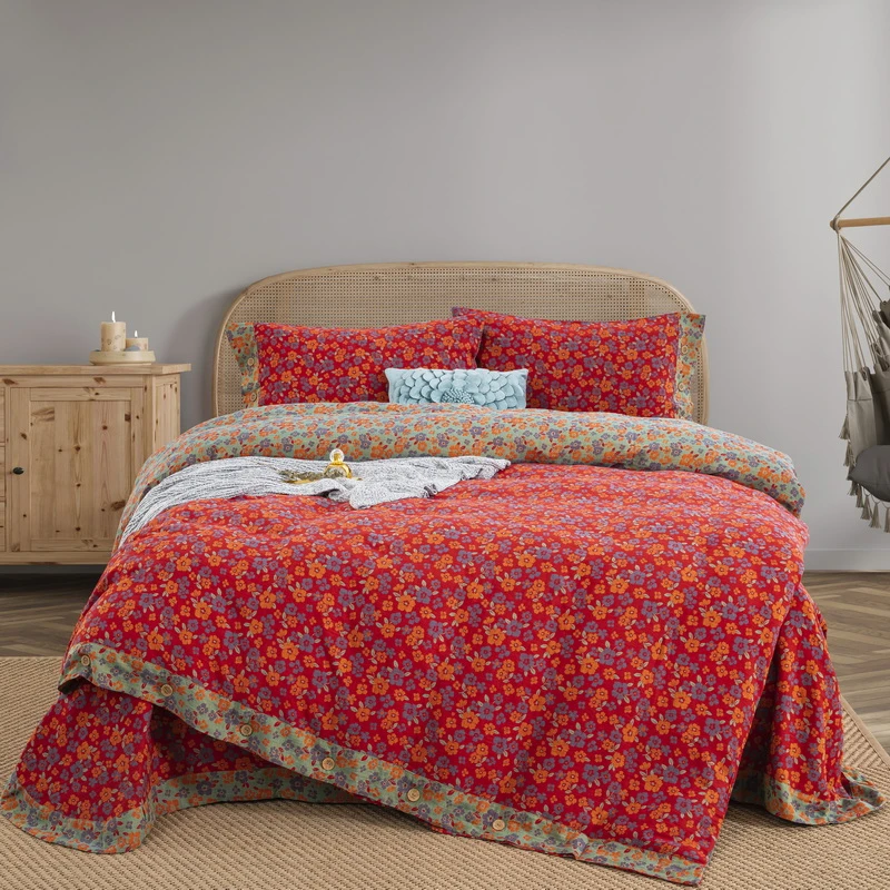 【清新之歌-多色】全棉棉色织提花A类双层纱四件套温暖居家柔软亲肤