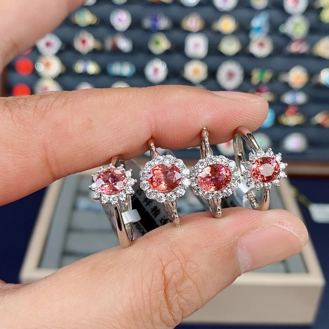 瑶***唯红色碧玺戒指银S925镶嵌