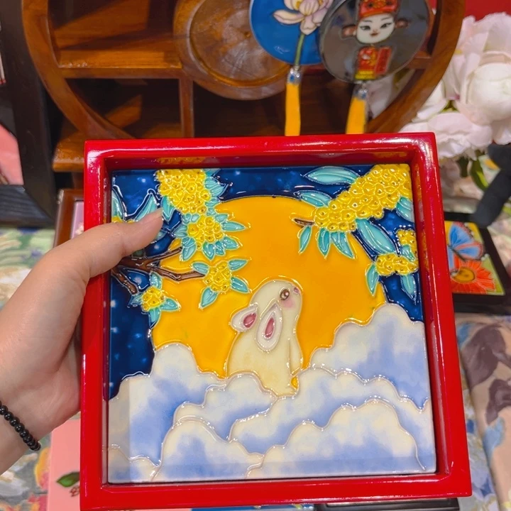谜***样瓷片瓷板画艺术作品