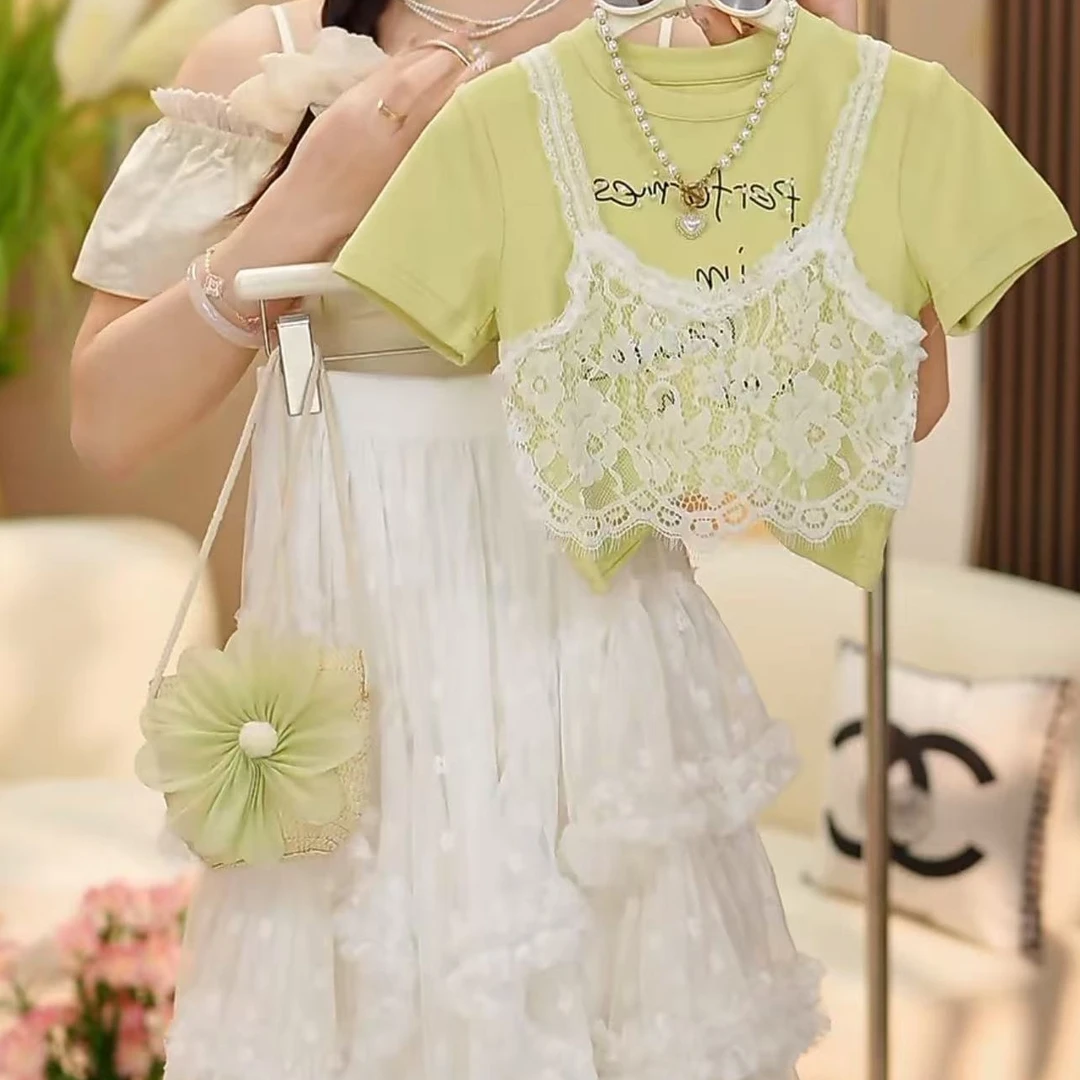 【米小逗】夏季新款女童公主套装女宝百搭设计女宝洋气裙子韩版R300