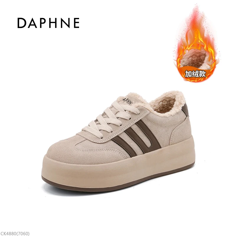 达芙妮增高女鞋2025冬季新款厚底保暖加绒时尚板鞋百搭休闲鞋女L