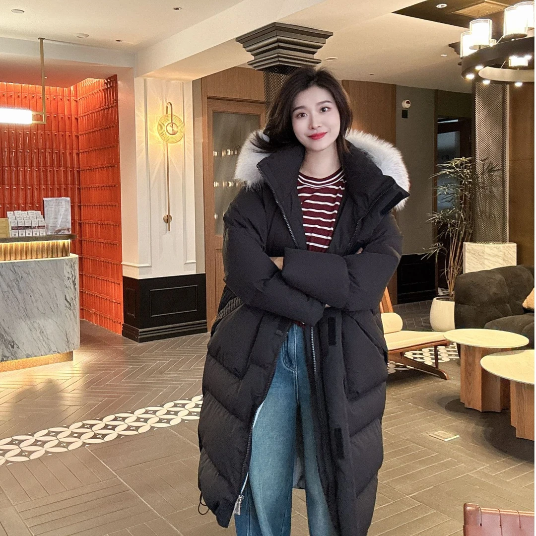 俪妍【LIVELY·YAN】24冬季长款羽绒服48231(90%绒子含量)加厚连帽