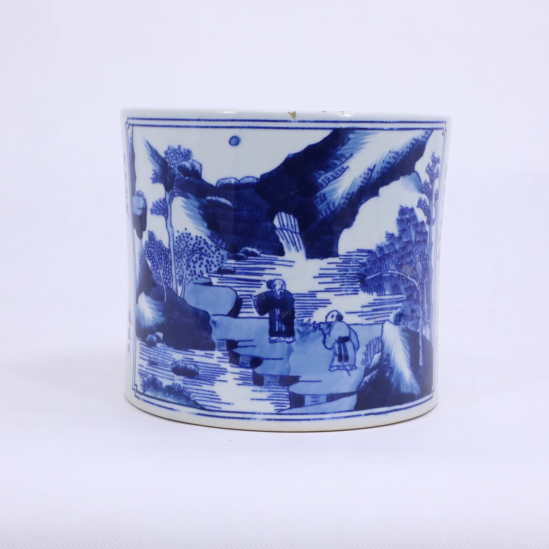 古陶瓷/青花诗文山水人物笔海LOT1964