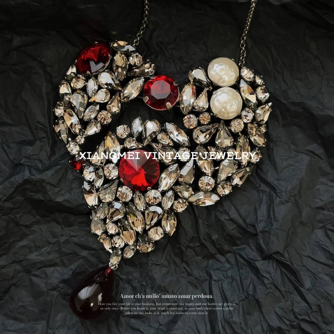 铜合金胸针 5181277【大爱】中古风重工镶嵌款爱心大胸针