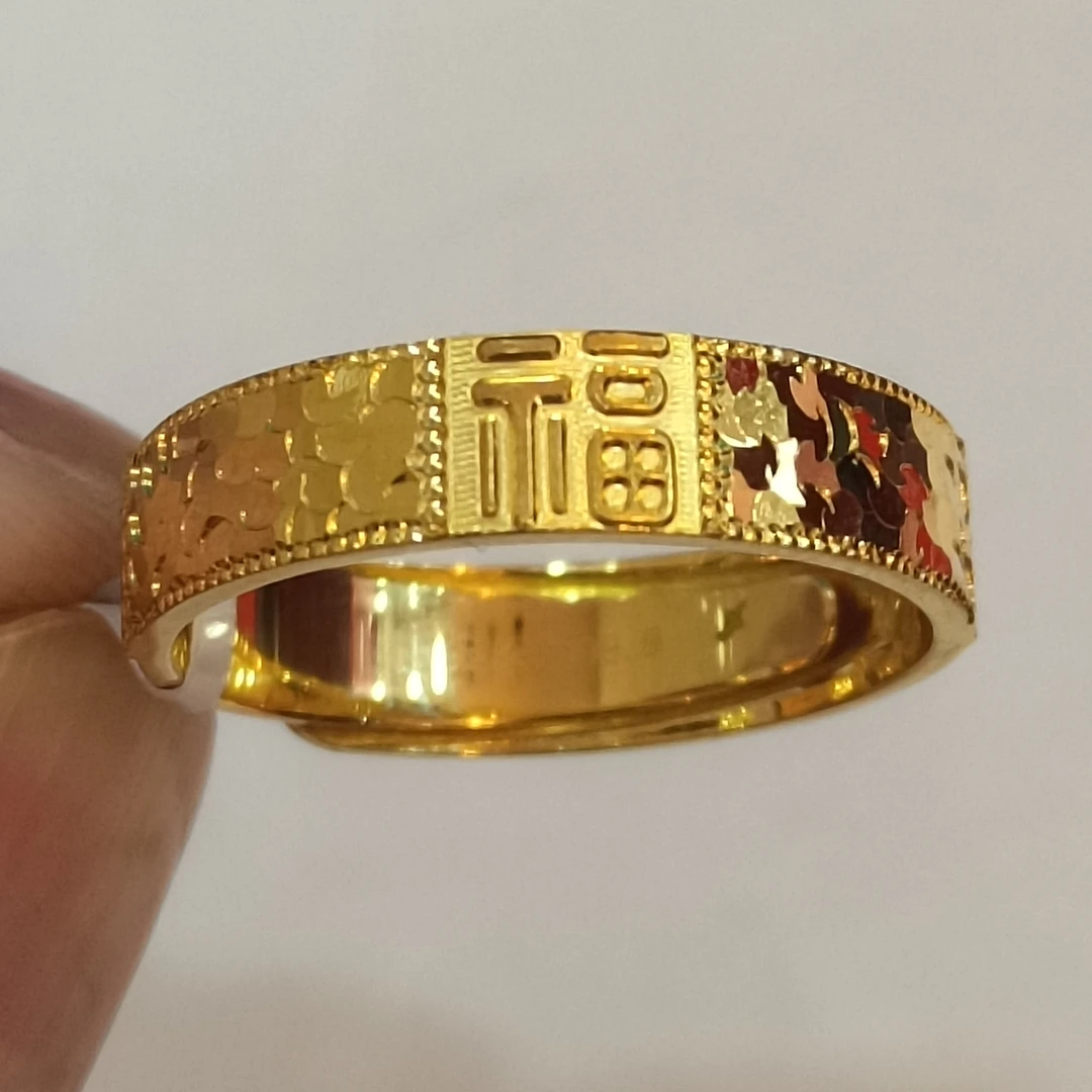 足金999黄金戒指7.03克碎碎冰福戒正品纯黄金实心活口精品戒指