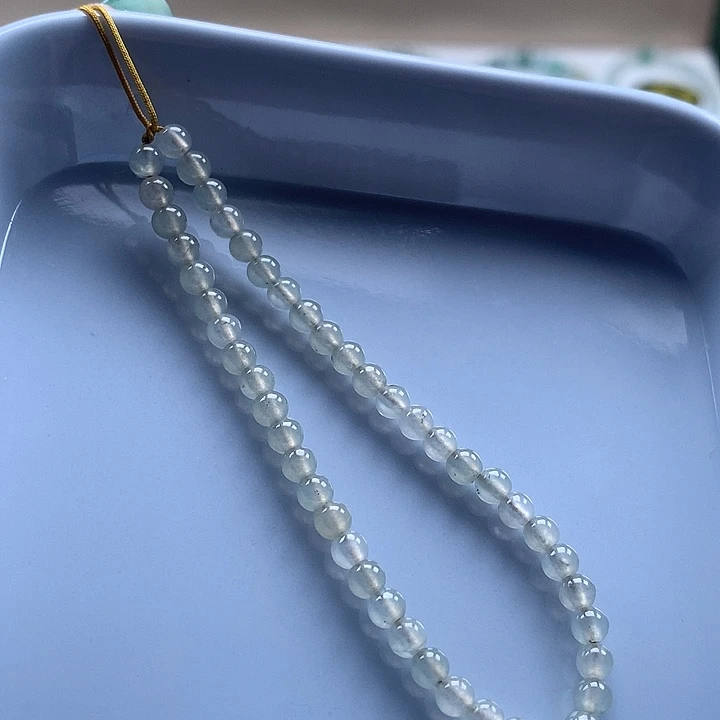 翡翠未镶嵌手链圆珠冰糖色3.8