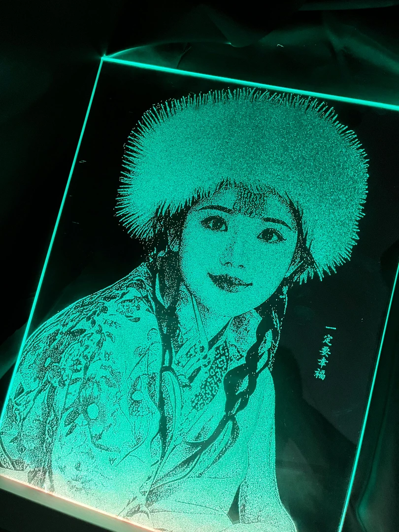 非遗纯手工锤子琉璃画定制玻璃画生日纪念日送礼真人定制照片