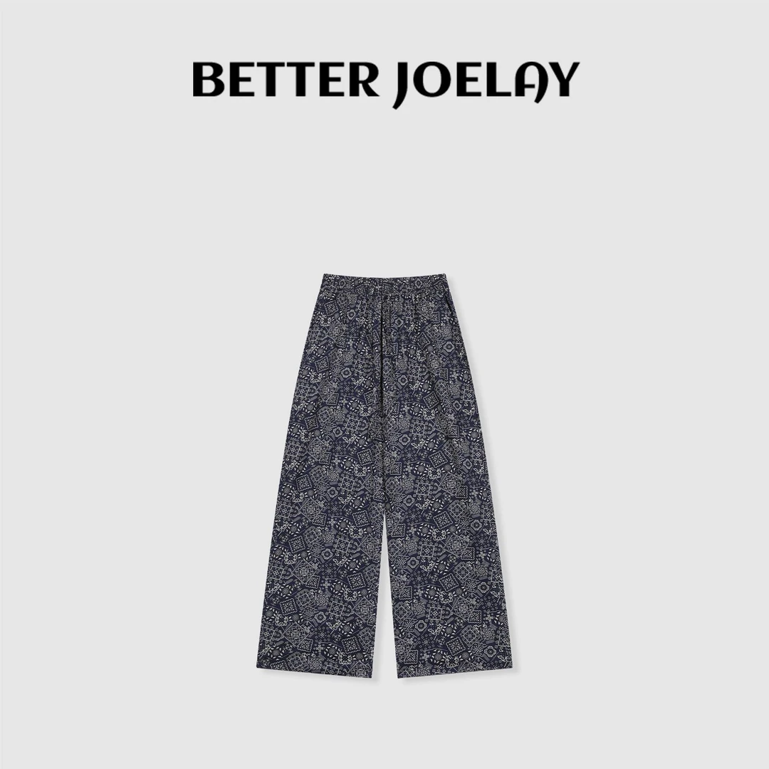 BETTER JOELAY-【复古漫花】时尚直筒裤子宽松百搭休闲风Z1239