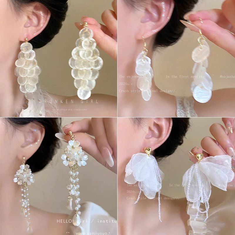 铜合金耳饰 超仙重工长款鱼鳞流苏耳环女小众设计感独特夸张耳钉