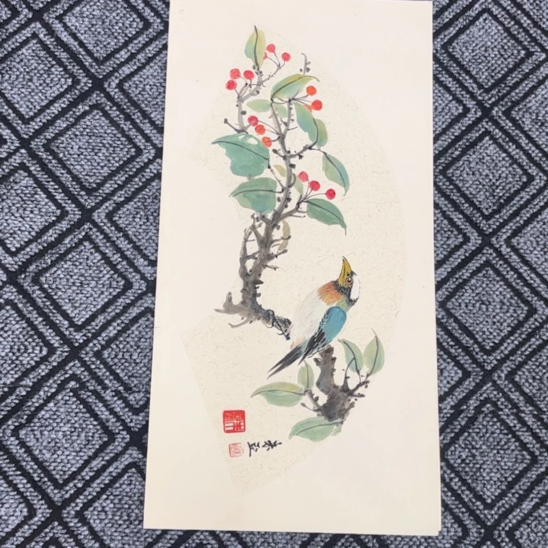 国画朱亚老师33/66花鸟卡纸旭